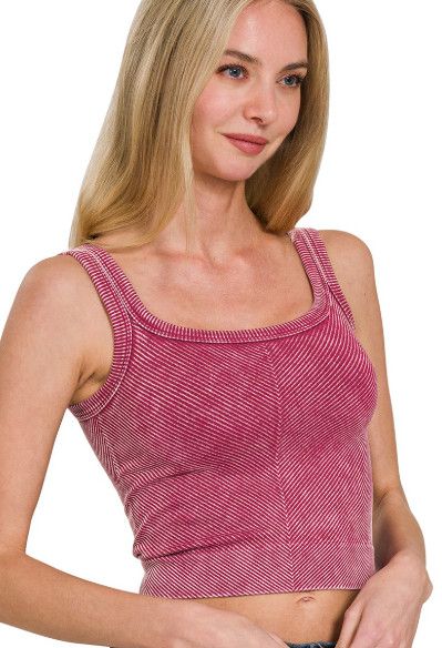 The Ribbed Bra Tank, Color: Cabernet, Size: S/M