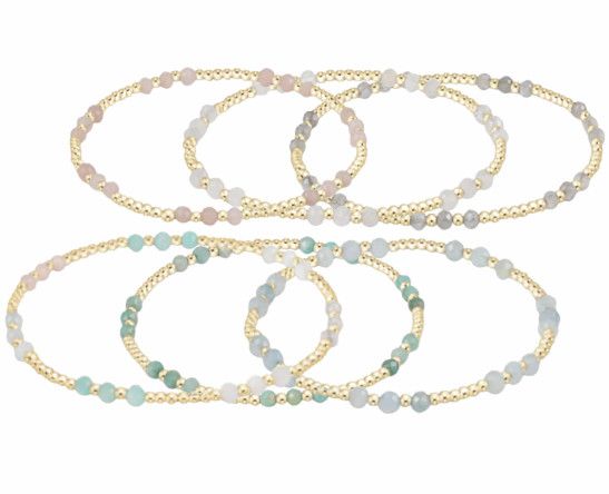 Gemstone Gold Joy Pattern 3mm Bead Bracelet