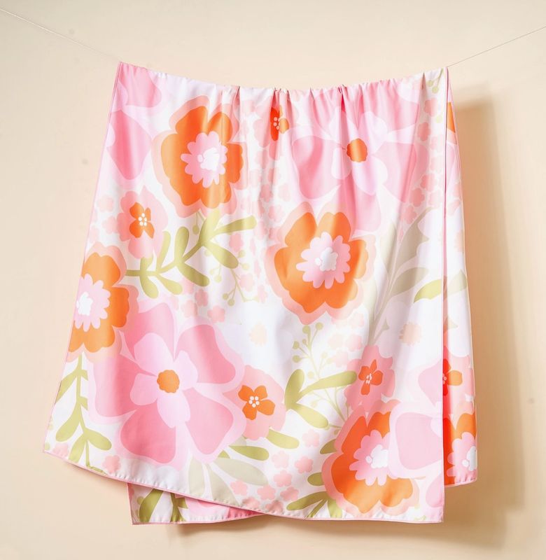 XL Quick Dry Beach Towel | Beyond Blooms Pink Orange