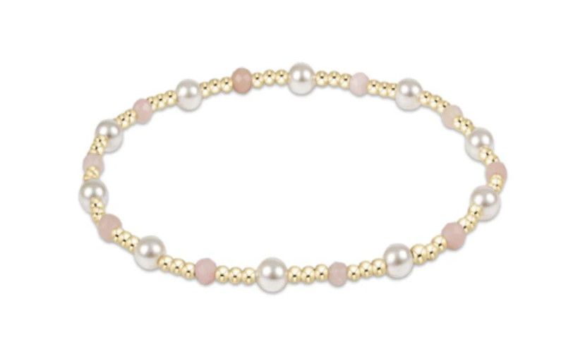 Pearl Sincerity Pattern 4mm Bead Bracelet, Color: Pink Opal