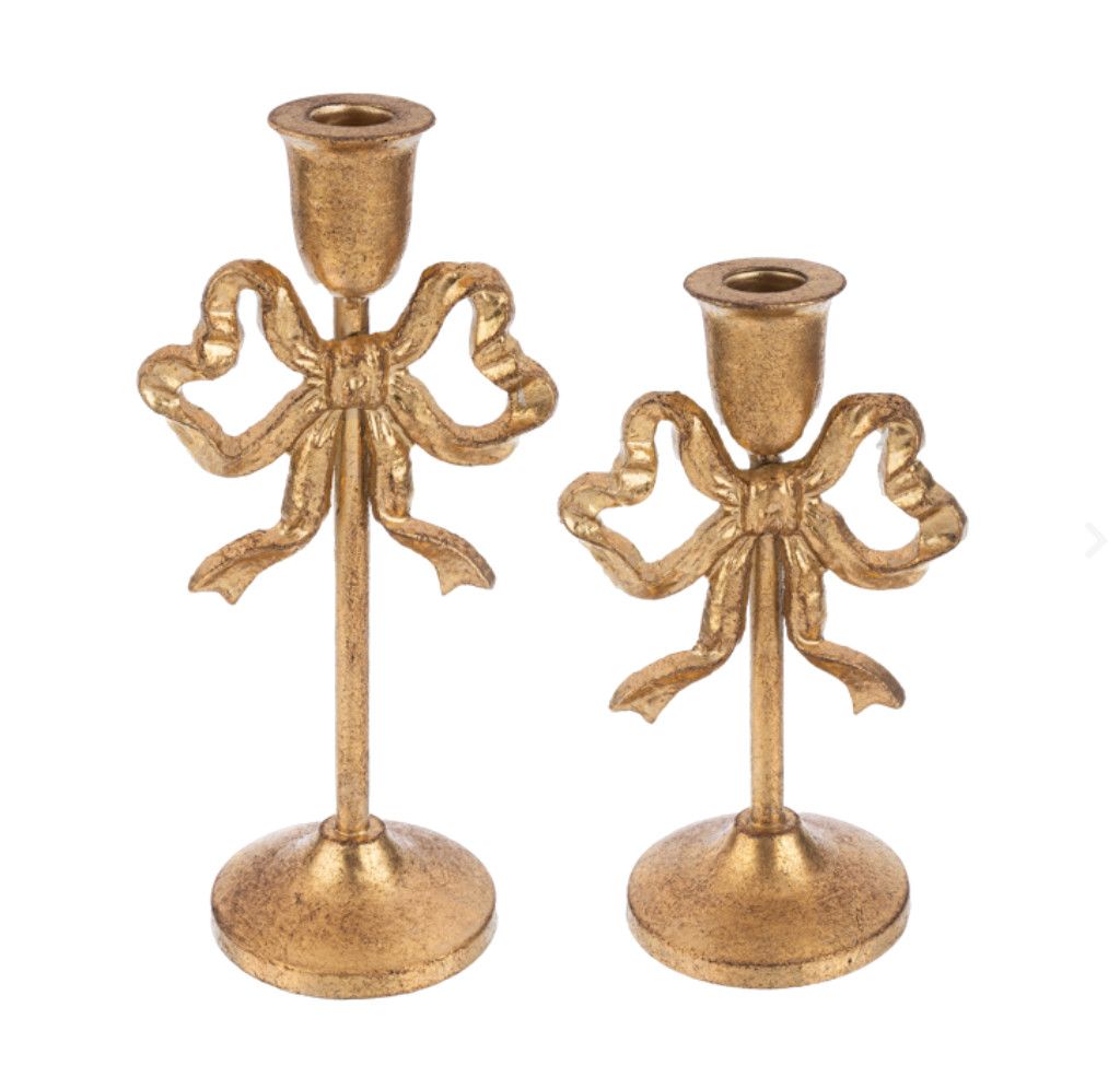 Gold Bow Taper Holder, Size: Small