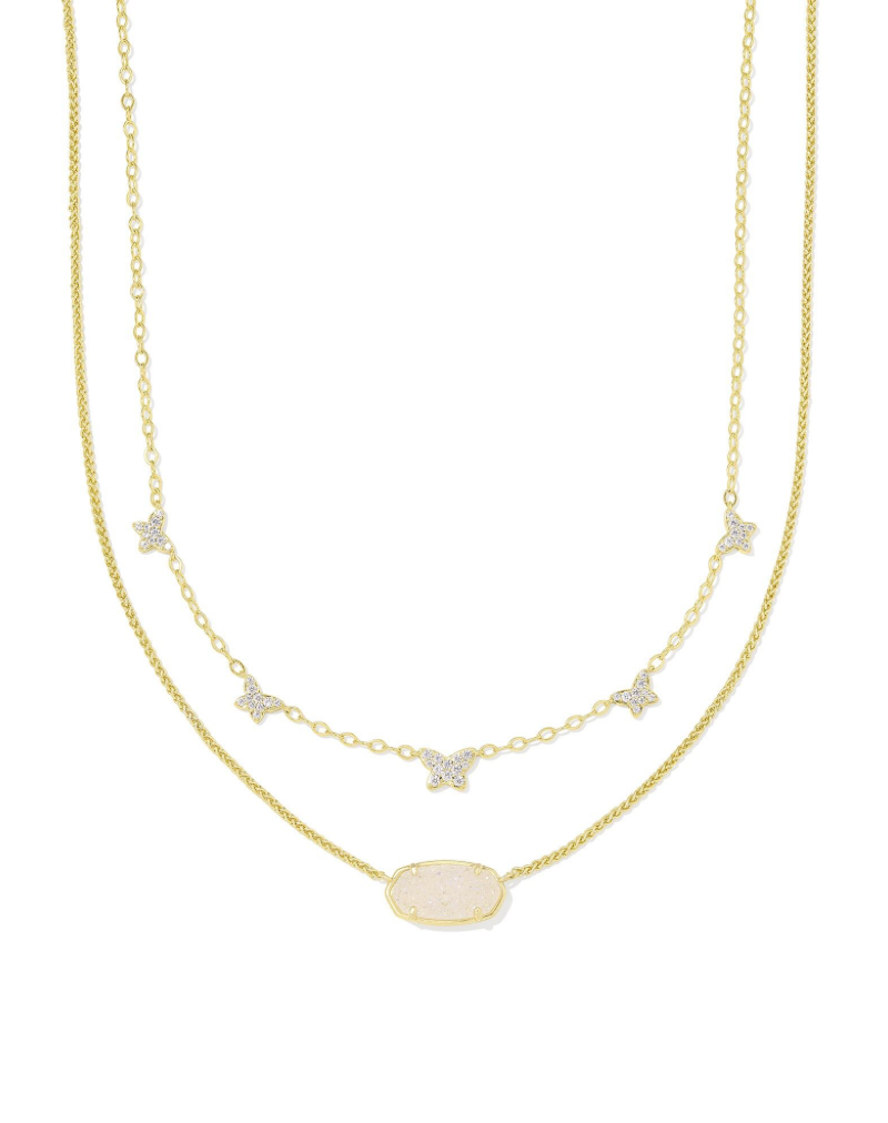 The Dolly Parton x Kendra Scott Gold Elisa Multi Strand Necklace in Iridescent Drusy