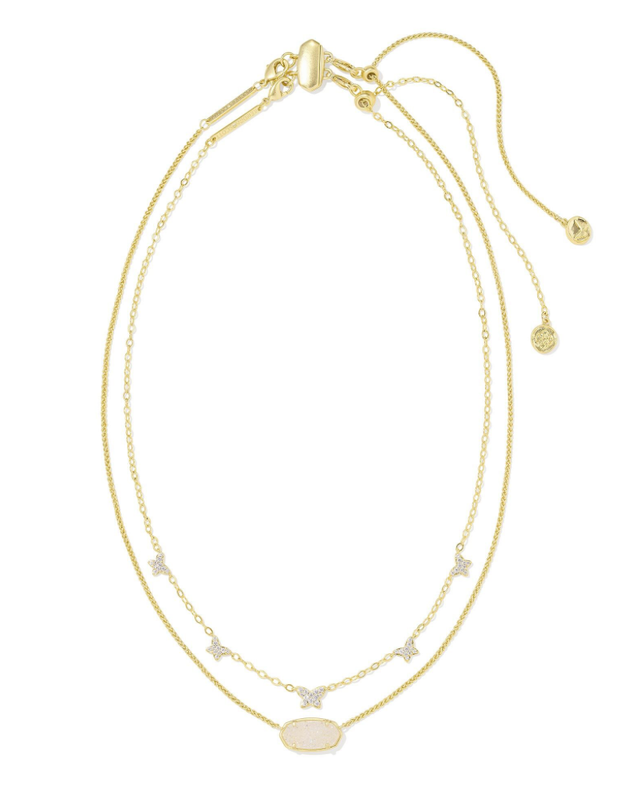 The Dolly Parton x Kendra Scott Gold Elisa Multi Strand Necklace in Iridescent Drusy