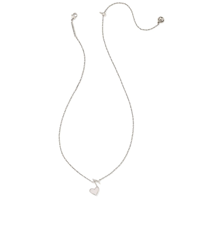 The Dolly Parton x Kendra Scott Ari Heart Music Note Vintage Silver Necklace in Iridescent  Drusy
