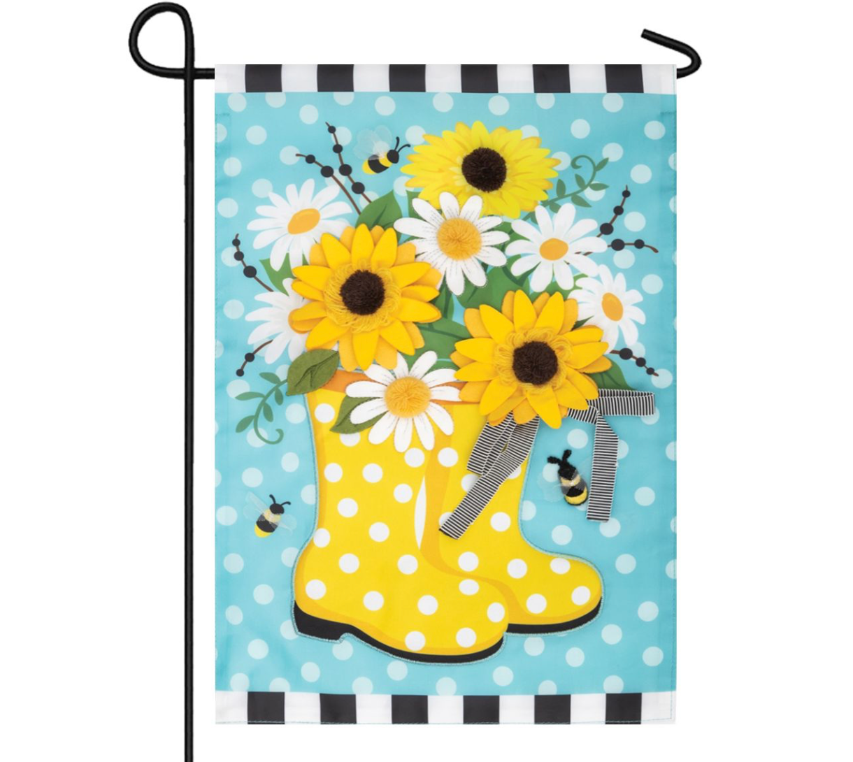 Yellow Rain Boots Applique Garden Flag