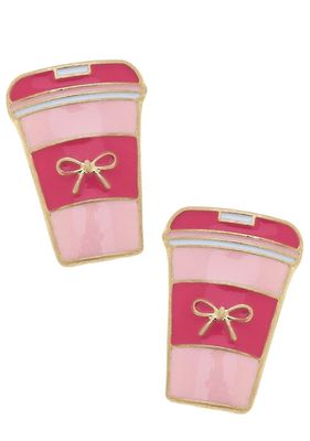 The Cafe Bow Latte Stud Earrings | Pink + Fuchsia