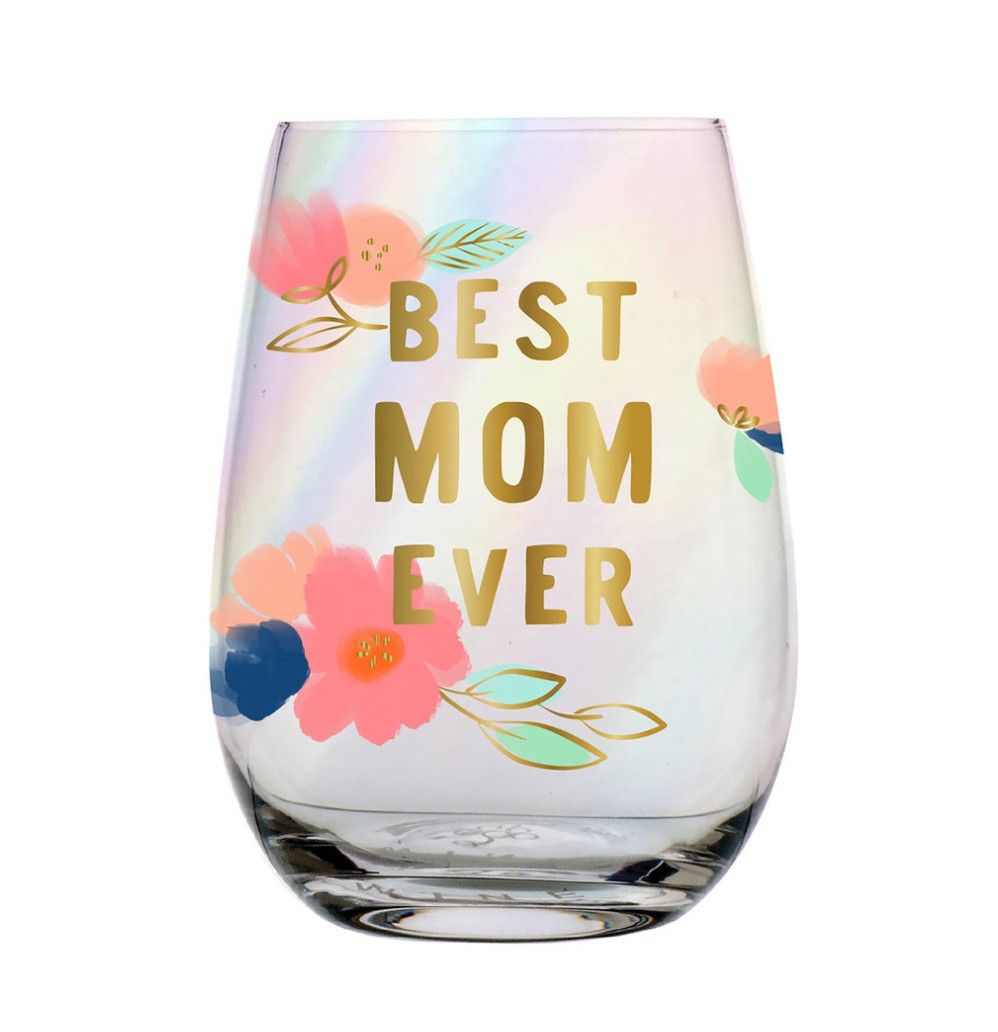 Best Mom Ever Floral Wine Glass
