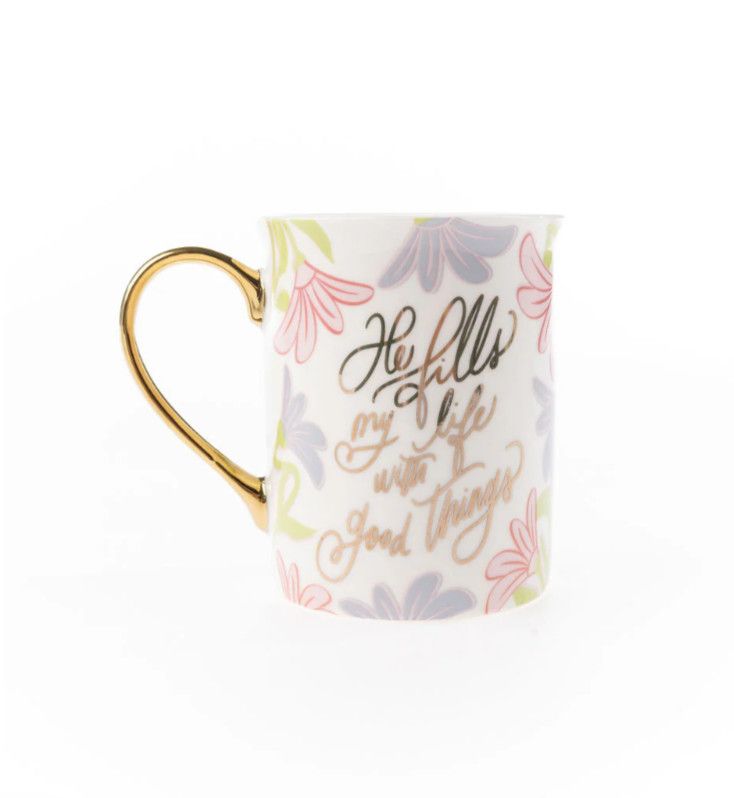 He Fills My Life Gold Handle Mug
