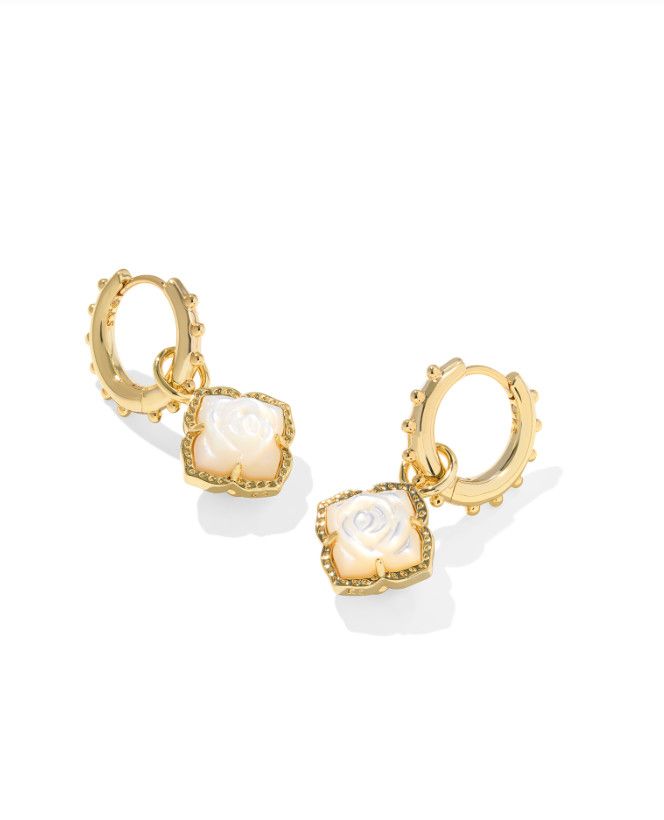 The Mallory Rose Huggie Earrings Gold Ivory Mother of Pearl
