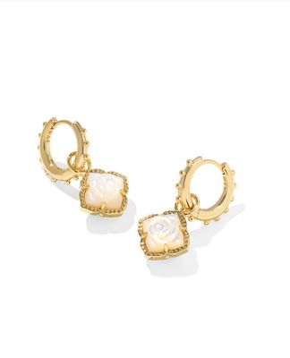 The Mallory Rose Huggie Earrings Gold Ivory Mother of Pearl