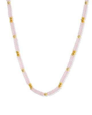 The Deliah Strand Necklace in Gold Rose Quartz