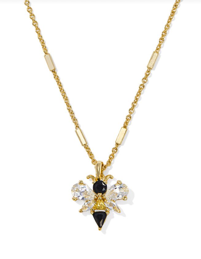 The Bee Pendant Necklace in Gold Black+ Yellow Mix