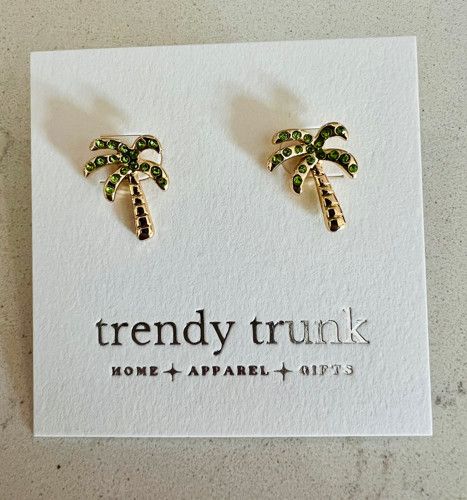 Palm Tree Stud Earrings Satin Gold
