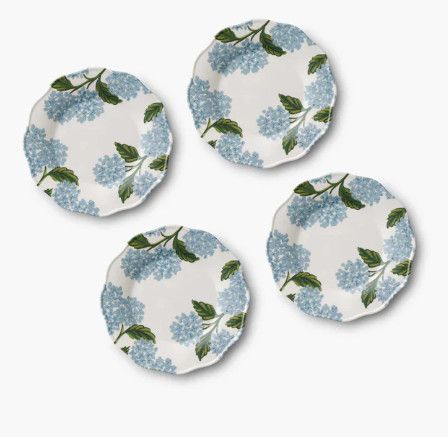 Rifle Paper Co. Hydrangea Melamine Dessert Plate Set of 4