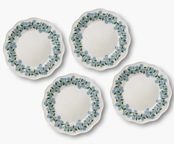 Rifle Paper Co. Hydrangea Melamine Dinner Plate Set of 4
