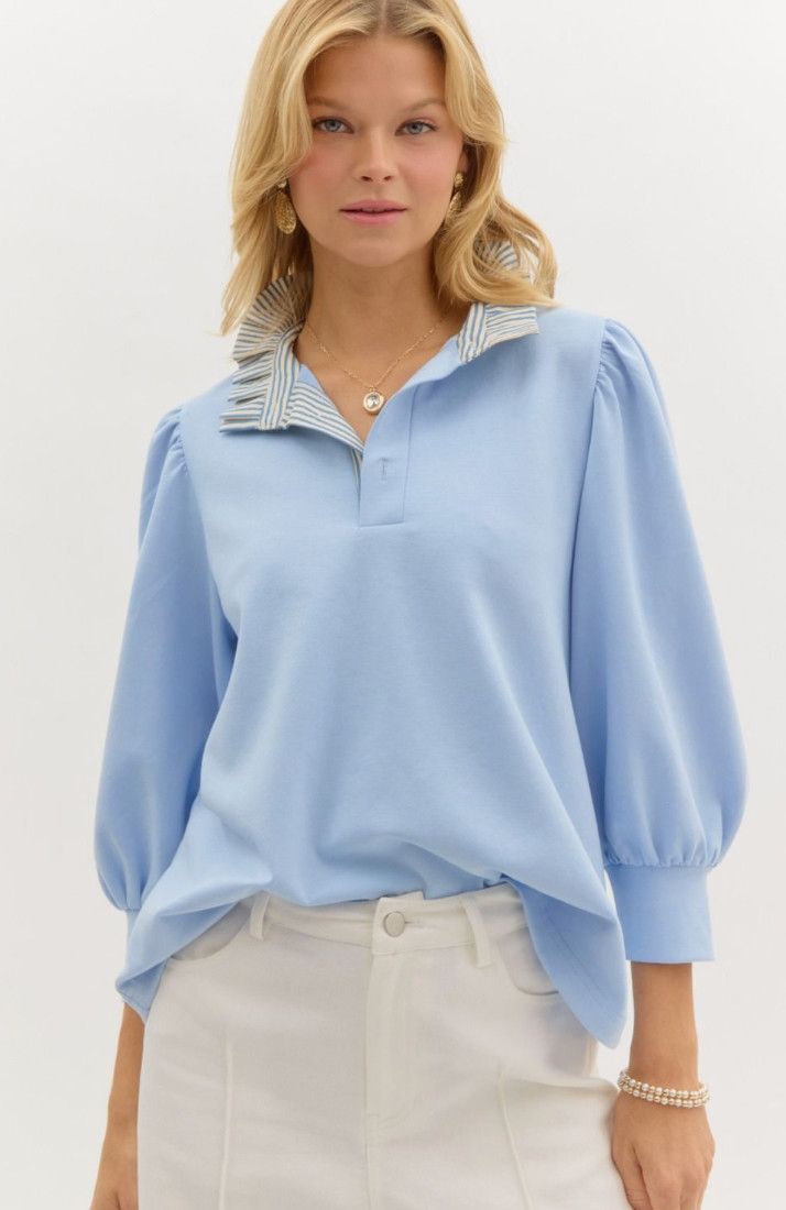 The Tucker Top, Color: Blue, Size: S