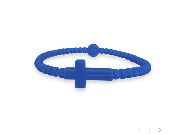 Jesus Cross Silicone Bracelet Royal Blue, Size: Small
