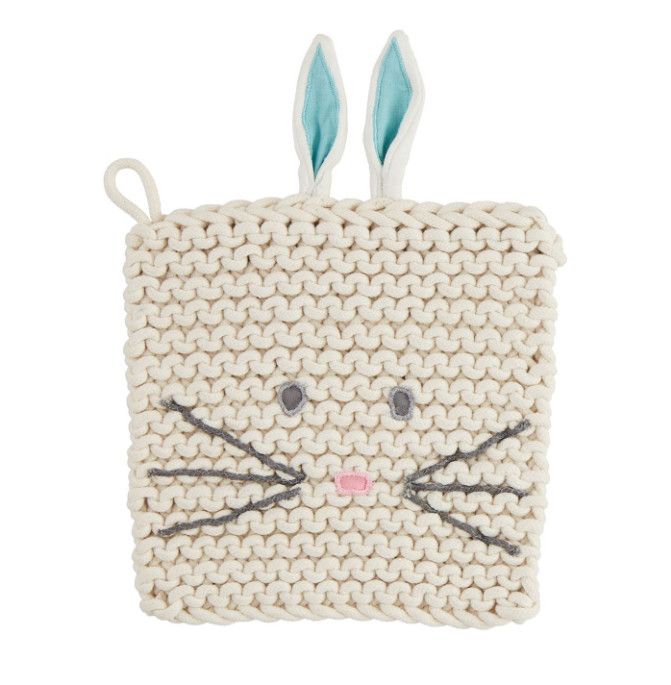 Bunny Crochet Trivet, Color: Blue