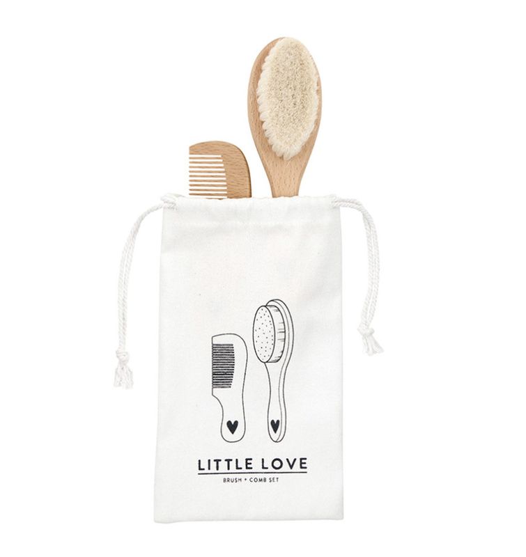 Heart Wooden Baby Brush + Comb Set