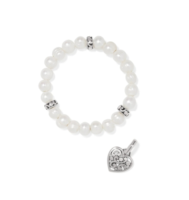 Contempo Heart Pearl Stretch Bracelet