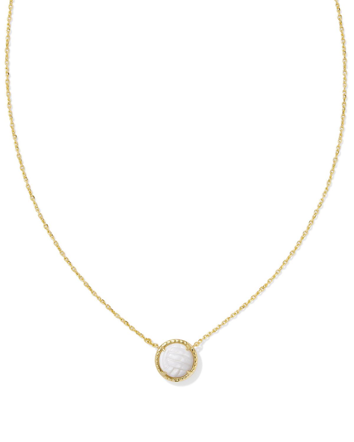 The Volleyball Pendant in White Mother of Pearl, Color: Gold
