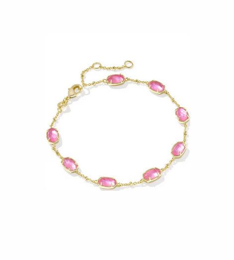 The Emilie Gold Link Bracelet in Azalea Illusion