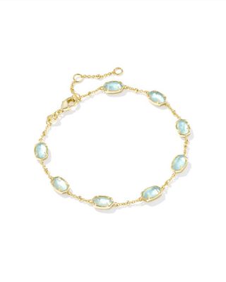 The Emilie Gold Link Bracelet in Light Blue Illusion