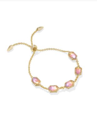 The Hallie Delicate Gold Chain Bracelet in Sunrise Watercolor Illusion