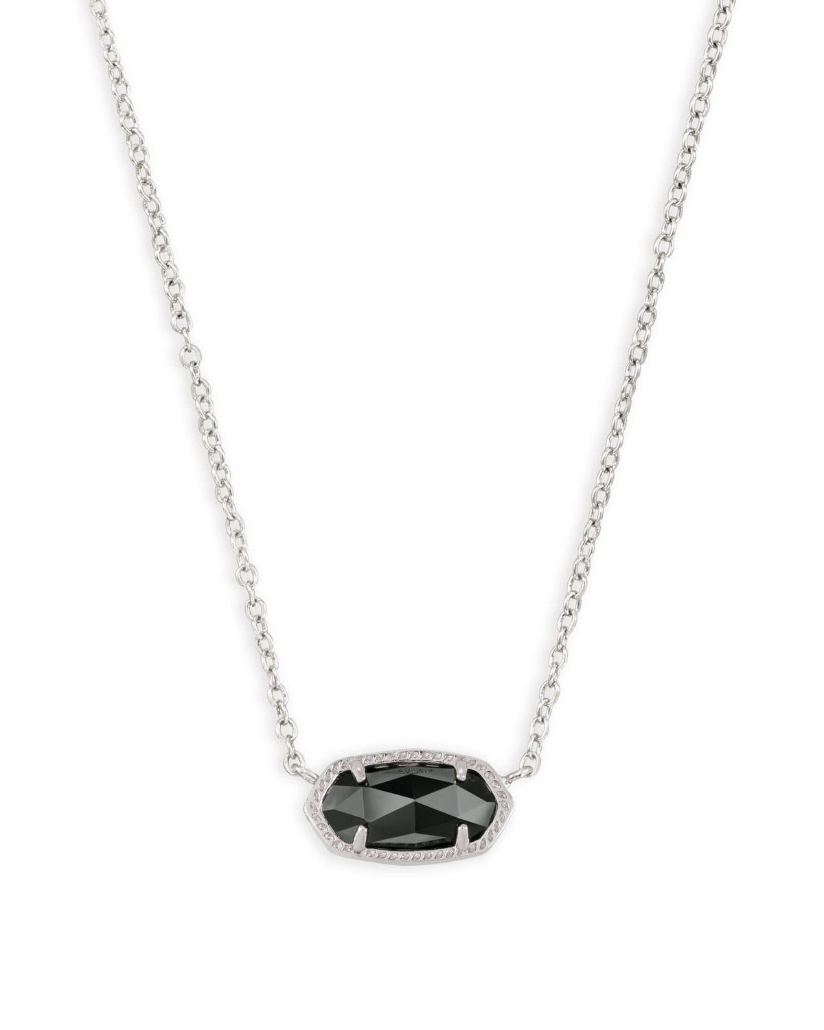 The Elisa Pendant Necklace in Black Opaque Glass, Color: Silver