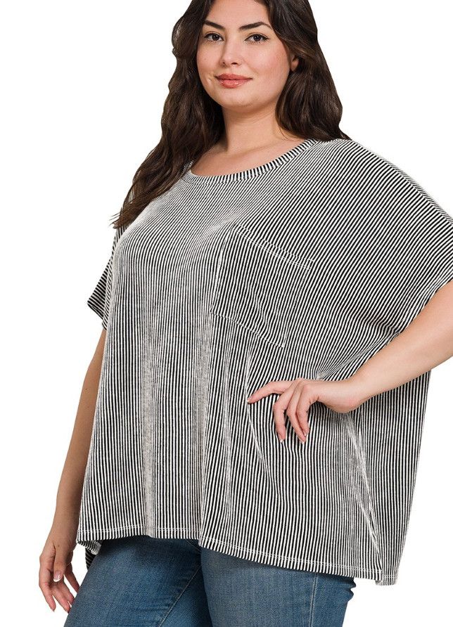 The Cannan Corded Top, Color: Black, Size: 1X/2X