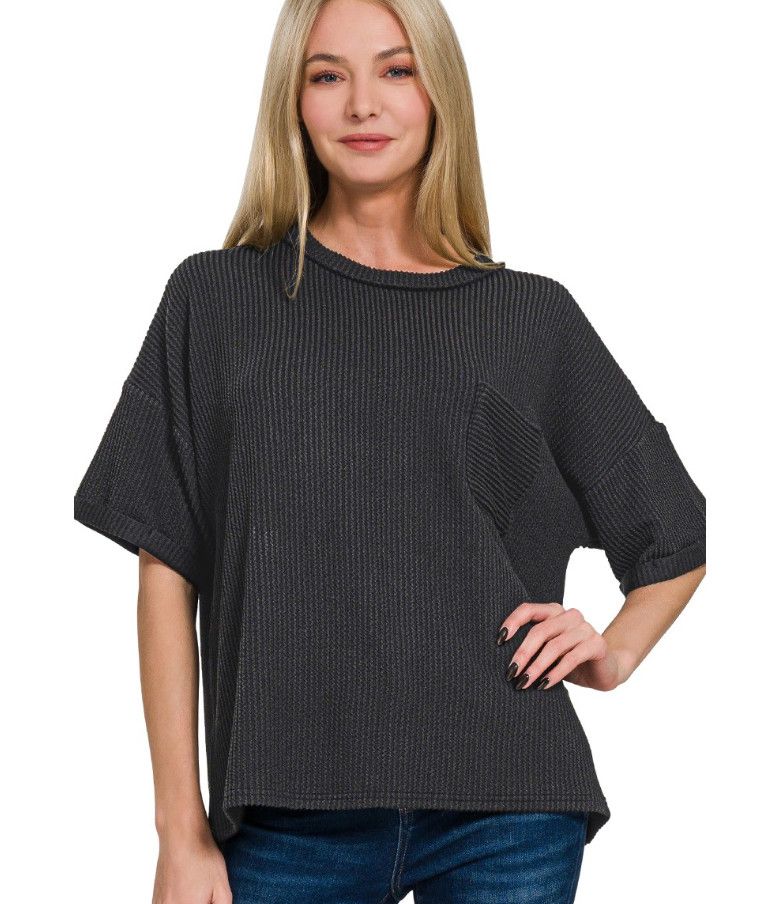 The Cove Pocket Top, Color: Black, Size: S/M