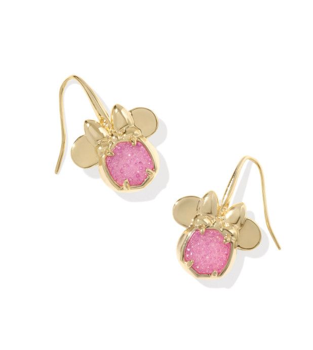 Disney x Kendra Scott | Minnie Mouse Drop Earring Gold Hot Pink Drusy