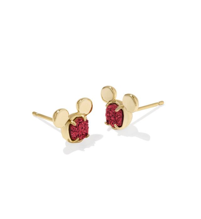 Disney x Kendra Scott | Mickey Mouse Stud Earrings Gold Bright Red Drusy