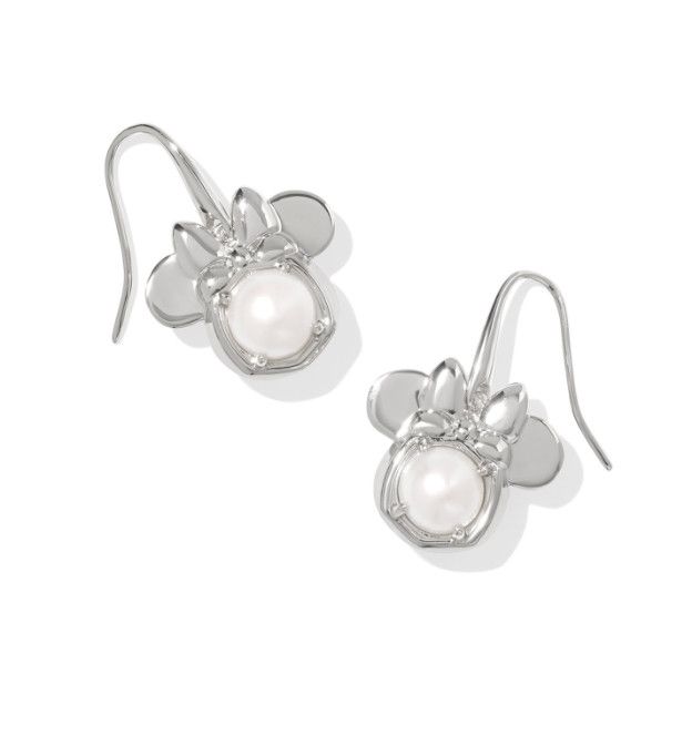 Disney x Kendra Scott | Minnie Mouse Drop Earring White Pearl, Color: Silver