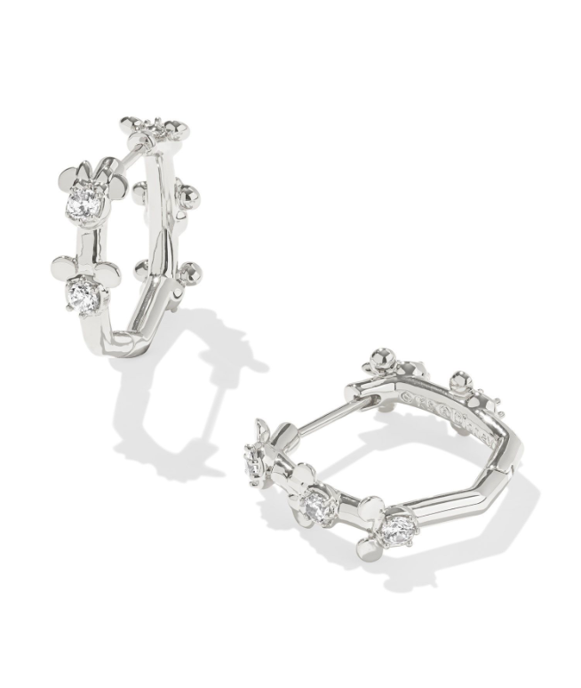 Disney x Kendra Scott | Mickey Minnie Huggie Earrings White Crystal