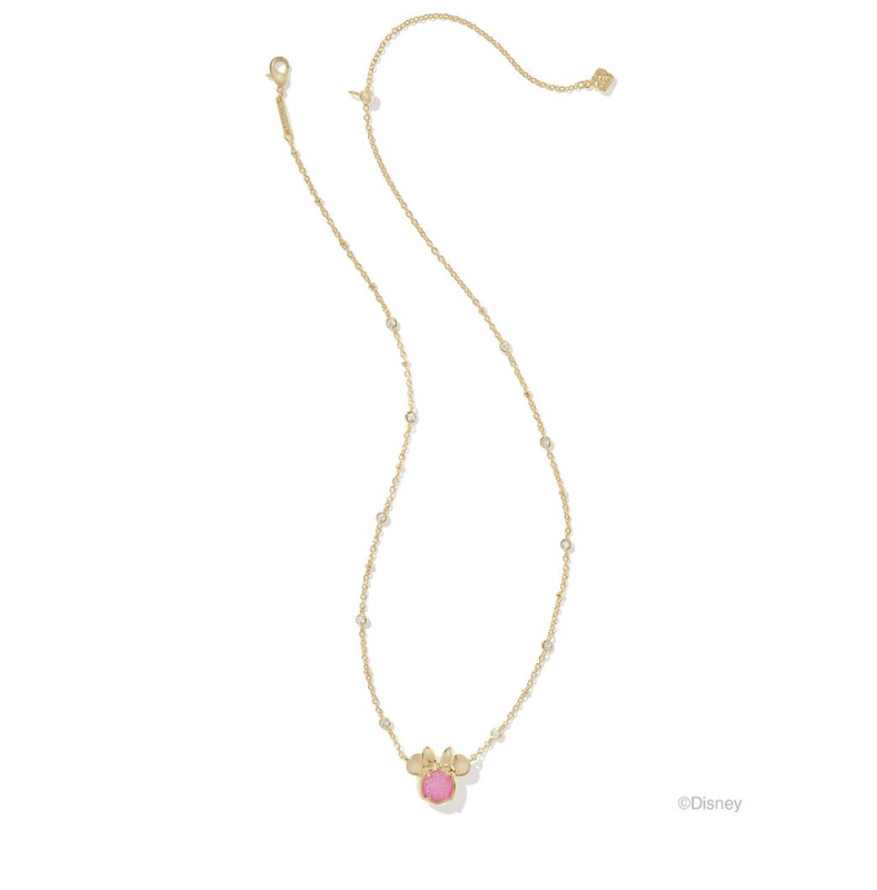 Disney x Kendra Scott | Minnie Mouse Pendant Necklace Gold Hot Pink Drusy