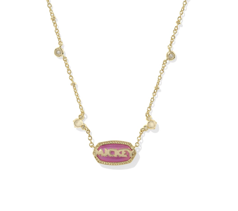 Disney x Kendra Scott | Mickey Mouse Elisa Necklace Gold Hot Pink Drusy
