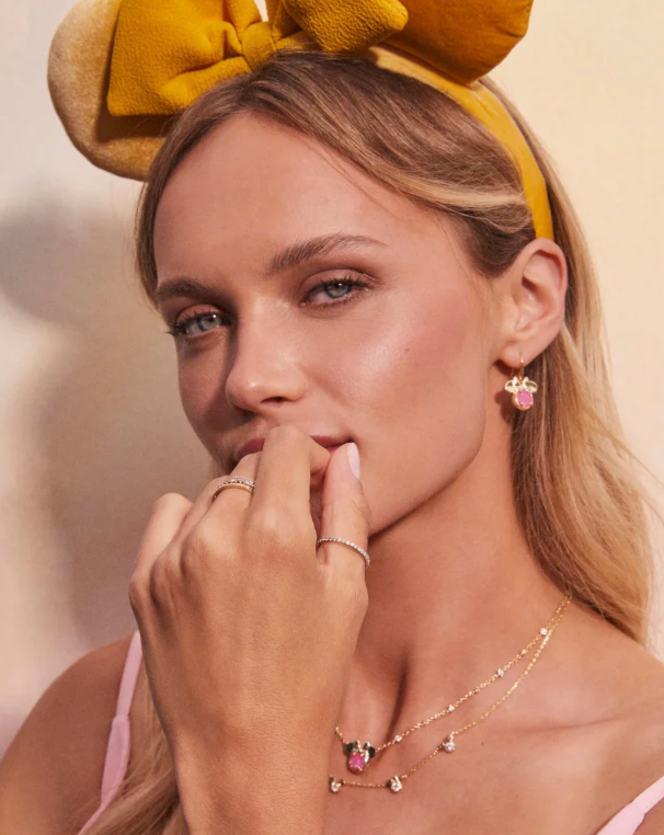 Disney x Kendra Scott | Minnie Mouse Drop Earring Gold Hot Pink Drusy
