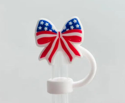 Patriotic Bow Straw Cover