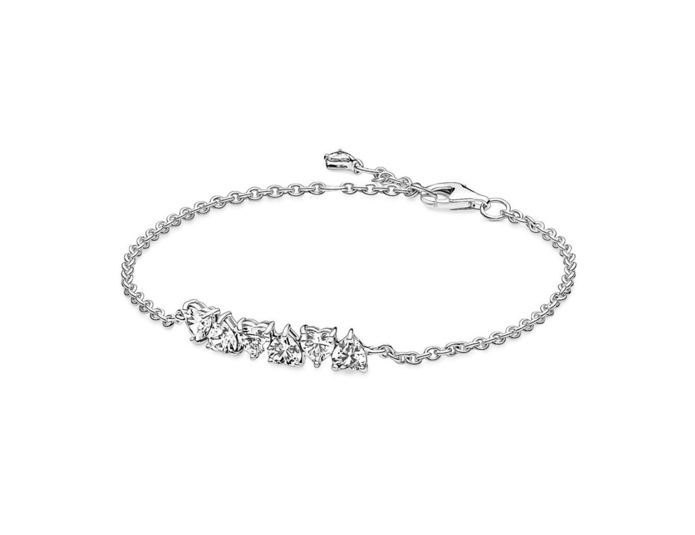 PANDORA™ Sparkling Endless Hearts Chain Bracelet, Size: 16
