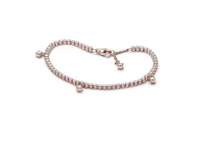 PANDORA™ 14K Rose Gold Plated  Sparkling Drops Tennis Bracelet 20