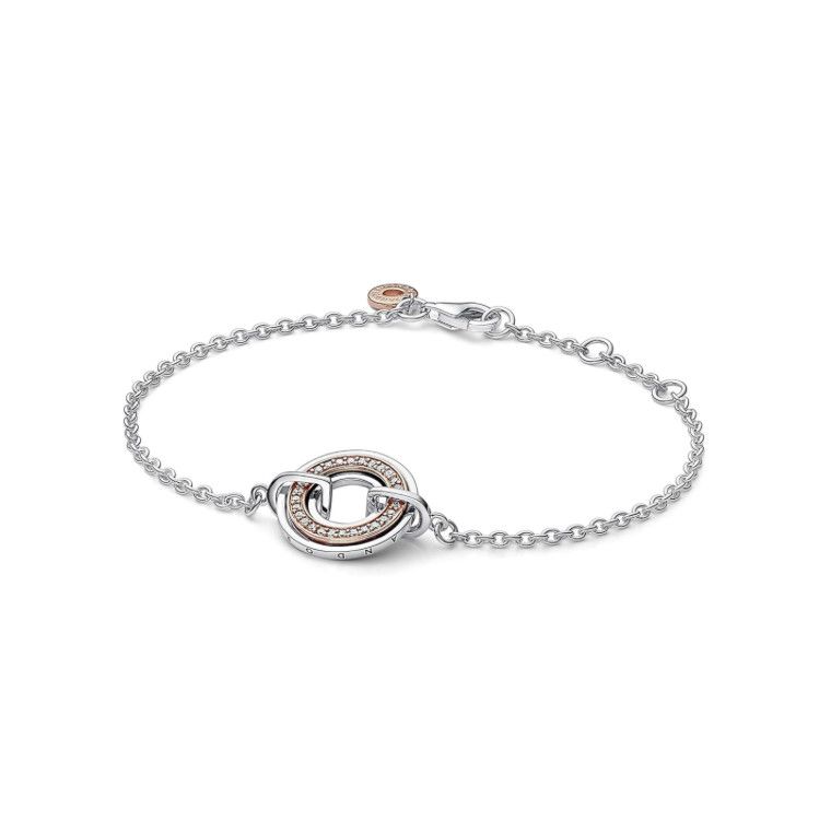 PANDORA™ Logo Sterling and 14K Rose Gold-Plated Bracelet 18