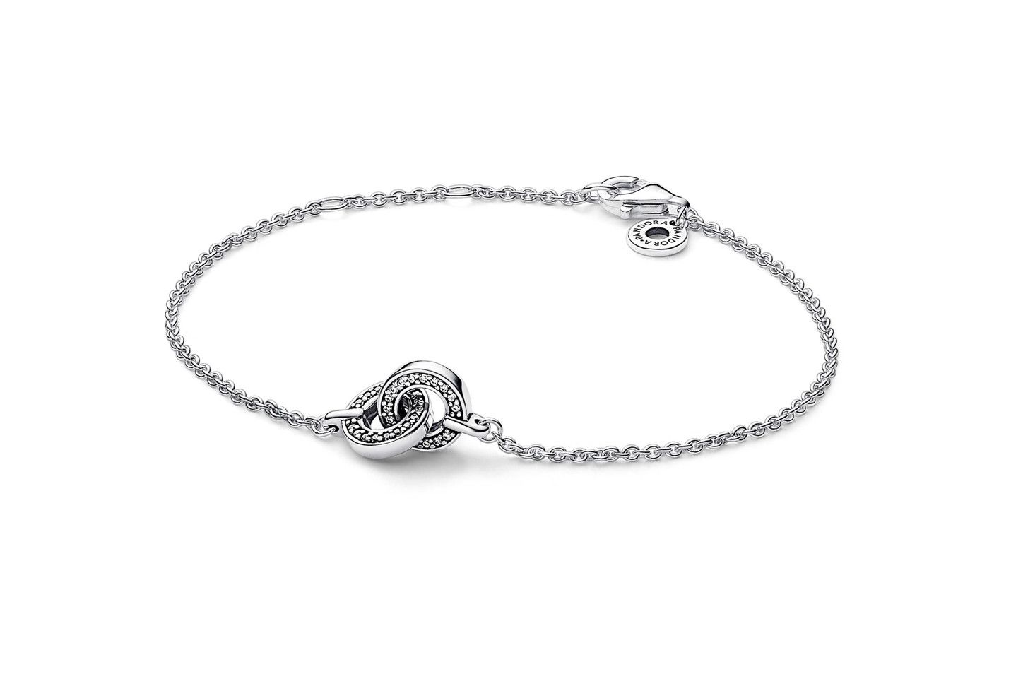 PANDORA™ Signature Logo  Pave Intertwined Chain Bracelet 18