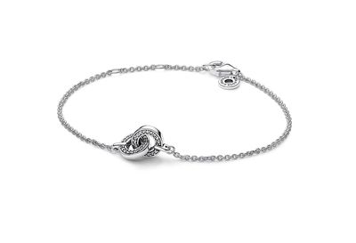 PANDORA™ Signature Logo  Pave Intertwined Chain Bracelet 18