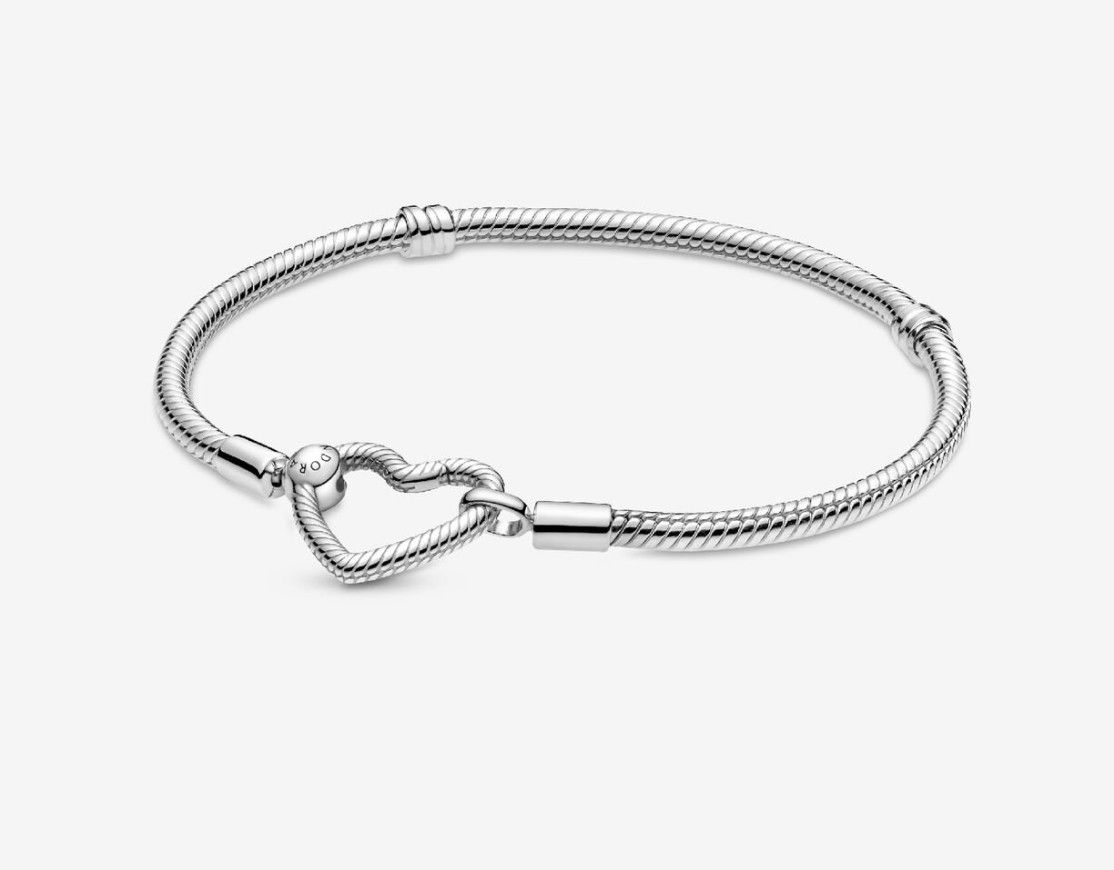 PANDORA™ Pandora Moments Heart Closure Snake Chain Bracelet Sterling Silver