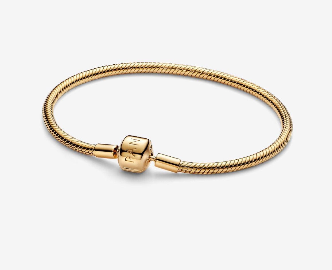 PANDORA™ Barrel Clasp Snake Chain Bracelet 14k Gold Plating