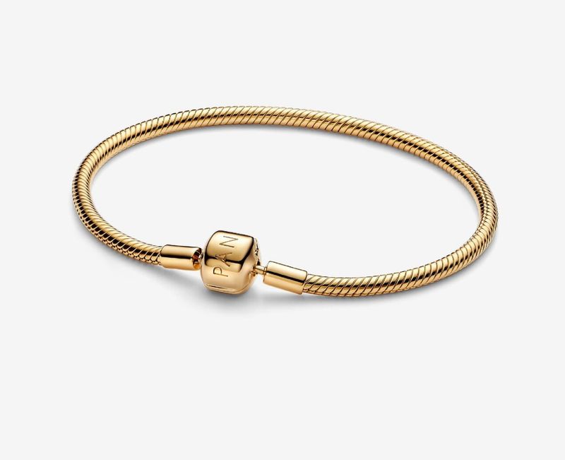 PANDORA™ Barrel Clasp Snake Chain Bracelet 14k Gold Plating