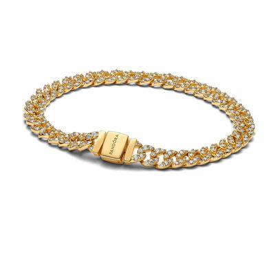 PANDORA™ 14K Gold Plated Pave Cuban Chain Bracelet