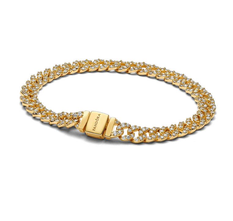 PANDORA™ 14K Gold Plated Pave Cuban Chain Bracelet