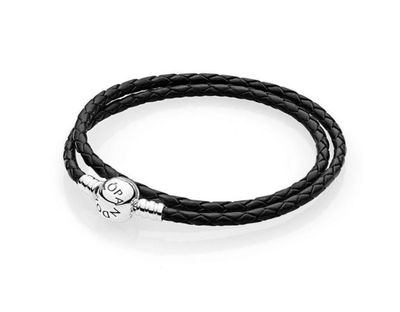 PANDORA™ Double Black Leather Wrap Bracelet
